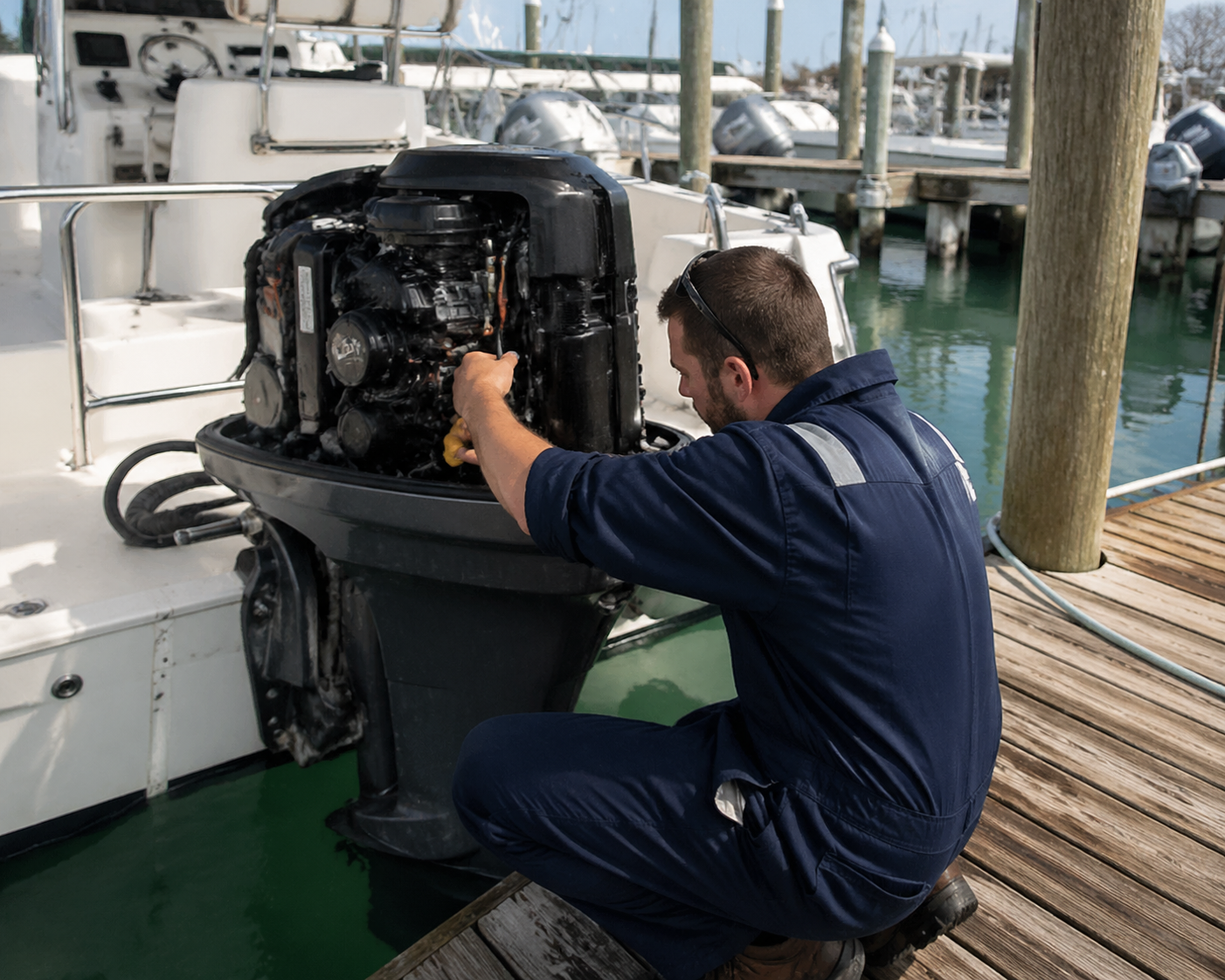 Marine mechanic at work